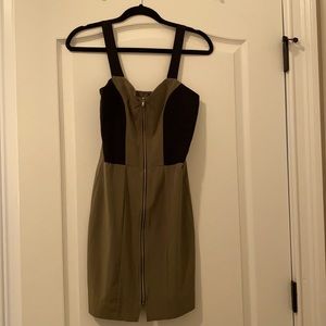 Army green and black zip dress